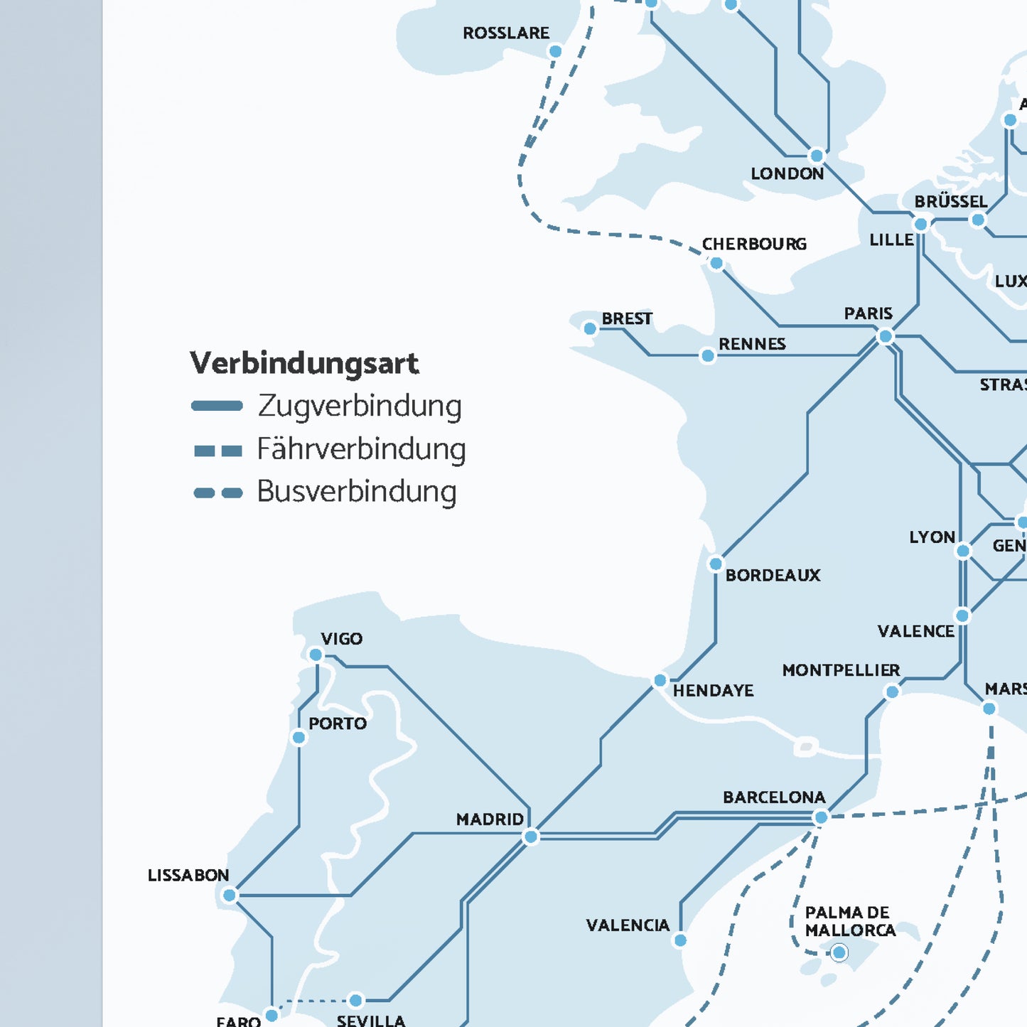 Zugstrecken Plakat mit Stickern,  Wohin bist du bereits gereist? | Schweiz, Europa und darüber hinaus | 420 × 594 mm